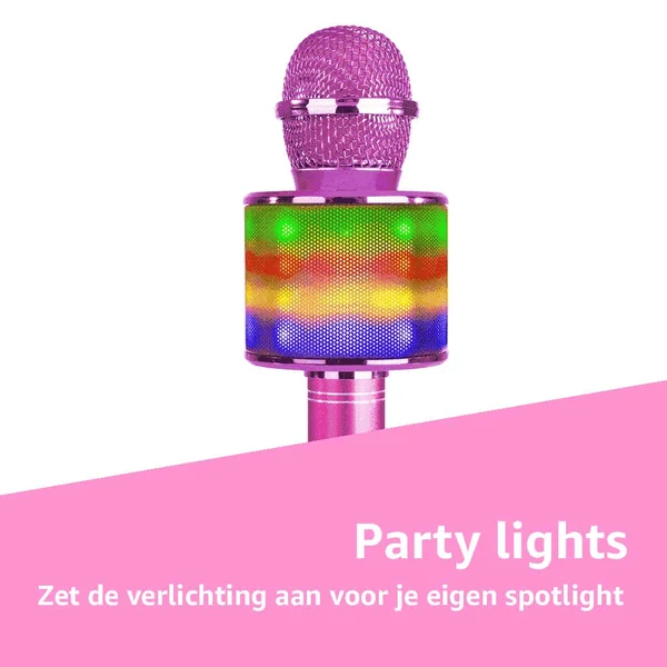 MAX KM15P - Micro Karaoké sans Fil Bluetooth Éclairage LED - Rose
