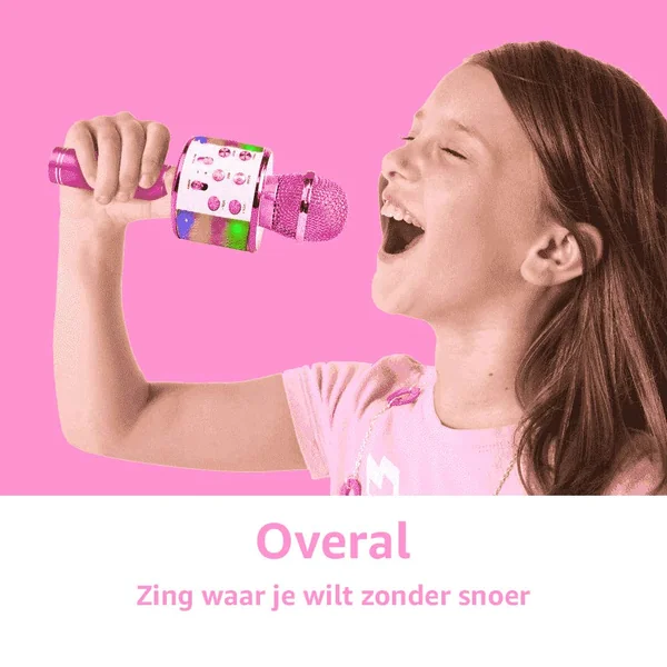 MAX KM15P - Micro Karaoké sans Fil Bluetooth Éclairage LED - Rose