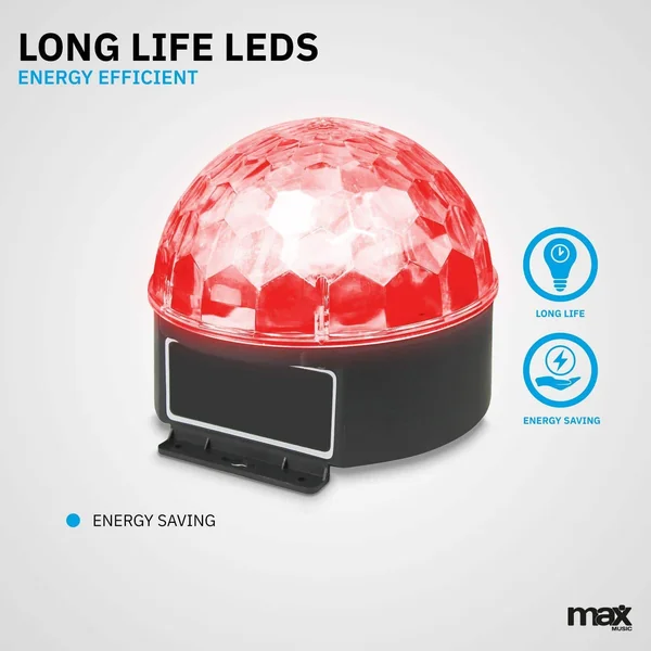 Max Magic Jelly DJ Ball - 6 x 1W LEDS, 82 Faisceaux, Stroboscope