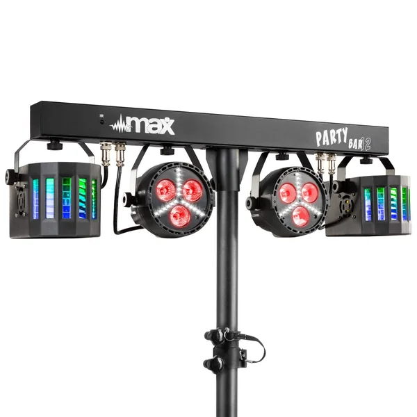 Max PARTYBAR12 - 2x PAR, 2x Derby, Mode DMX avec Télécommande