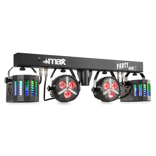 Max PARTYBAR12 - 2x PAR, 2x Derby, Mode DMX avec Télécommande