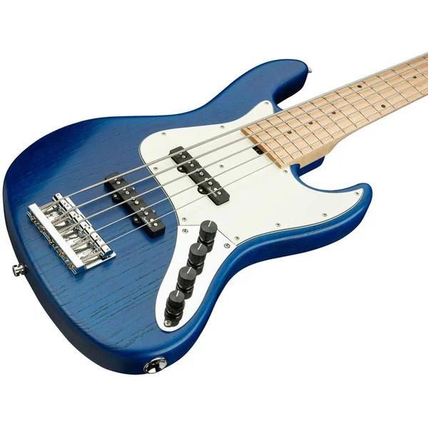 Metroline 21-Fret Vintage J/J Bass Ash 5 (Germany, MN) - blue transparent satin