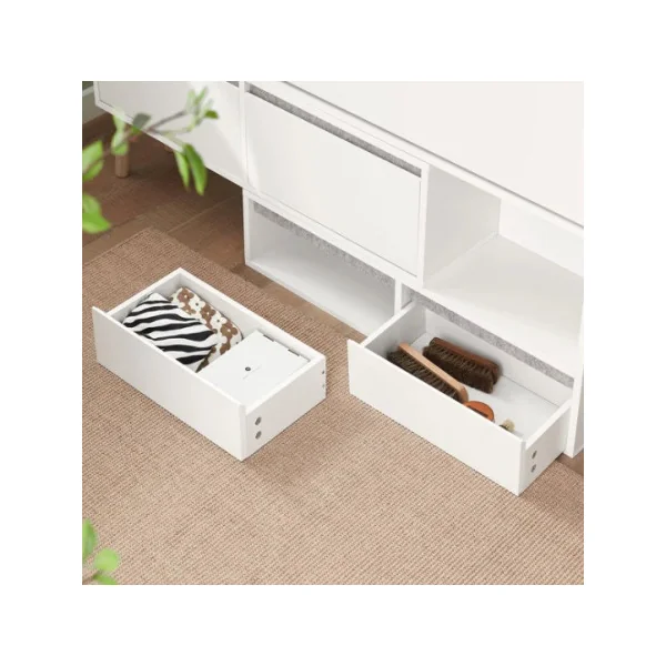 Meuble Chaussures 2 abattants Armoire à Chaussures avec Banc de Rangement Amovible