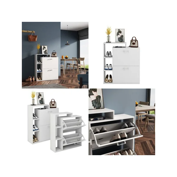 Meuble chaussures blanc avec compartiments rangement chaussures meuble d'entrée
