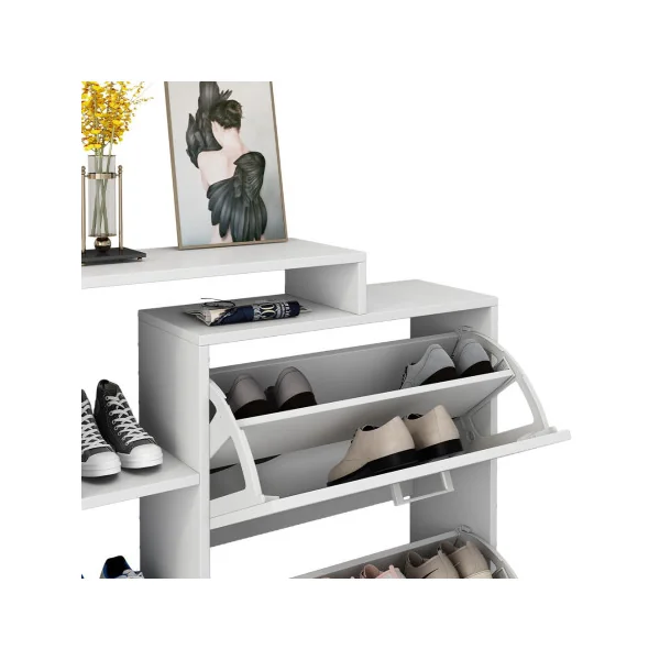 Meuble chaussures blanc avec compartiments rangement chaussures meuble d'entrée