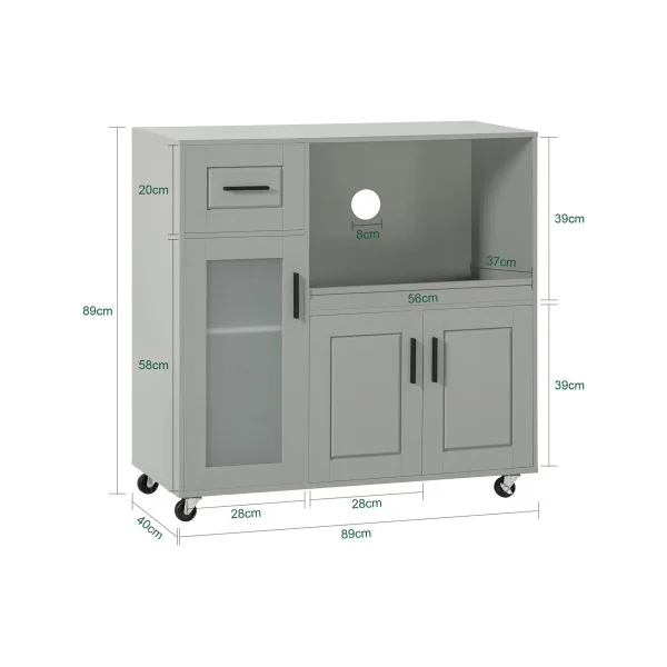 Meuble de cuisine gris Commode cuisine mobile Armoire de cuisine