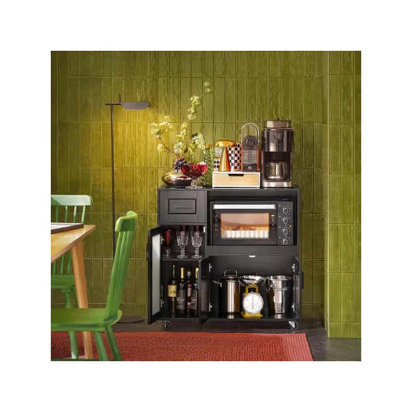 Meuble de cuisine noir Commode cuisine mobile Armoire de cuisine