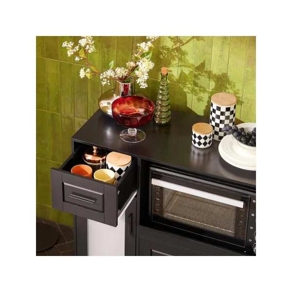 Meuble de cuisine noir Commode cuisine mobile Armoire de cuisine