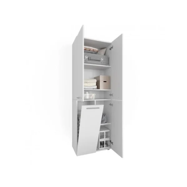 Meuble de rangement avec panier à linge range linge armoire linge salle de bain