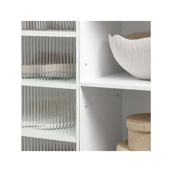 Meuble de rangement blanc avec casier meuble d'entrée avec porte en verre coulissante