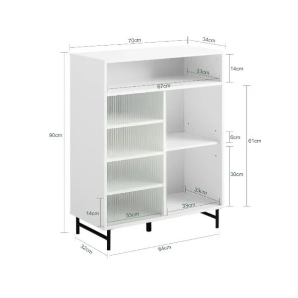 Meuble de rangement blanc avec casier meuble d'entrée avec porte en verre coulissante