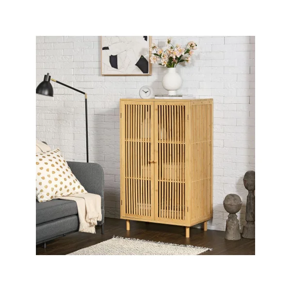 Meuble de Rangement en Bambou Armoire Basse de Salon