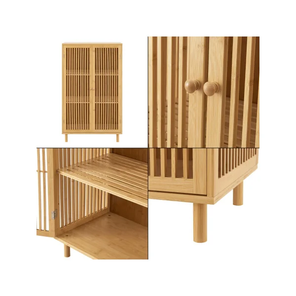 Meuble de Rangement en Bambou Armoire Basse de Salon