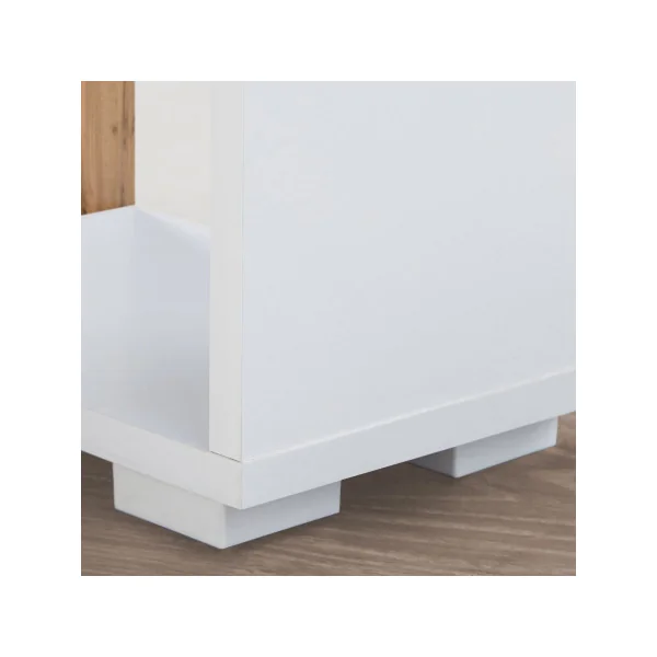 Meuble Etagère Rangement Livre Séparateur de Pièce bibliothèque blanc et chêne 7 compartiments