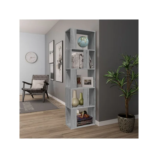 Meuble Etagères Chêne gris Séparateur de pièce Bibliothèque moderne