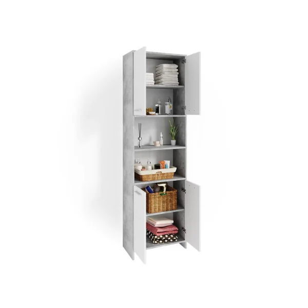 Meuble haut de salle de bain blanc gris béton Armoire salle de bain grande Colonne salle de bain