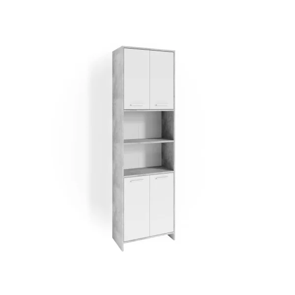 Meuble haut de salle de bain blanc gris béton Armoire salle de bain grande Colonne salle de bain