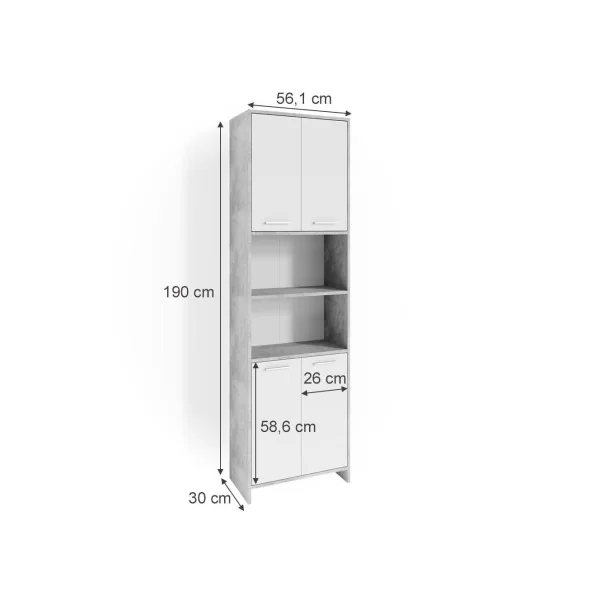 Meuble haut de salle de bain blanc gris béton Armoire salle de bain grande Colonne salle de bain