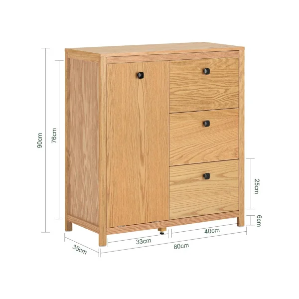 Meuble salle de bain bois naturel avec panier à linge intégré gris Armoire basse salle de bain linge sale