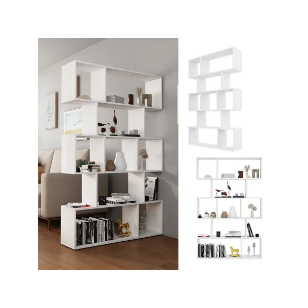Meuble séparateur de pièce blanc 9 compartiments Etagère livres bibliothèque moderne