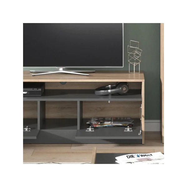 Meuble TV 120 cm chêne anthracite Meuble TV salon Meuble téléviseur Meuble télé tendance