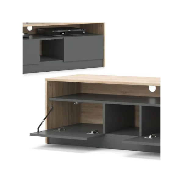 Meuble TV 120 cm chêne anthracite Meuble TV salon Meuble téléviseur Meuble télé tendance