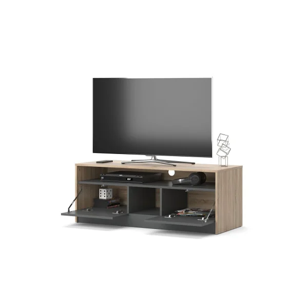 Meuble TV 120 cm chêne anthracite Meuble TV salon Meuble téléviseur Meuble télé tendance