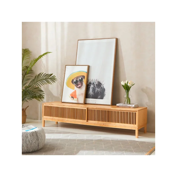 Meuble TV 140 cm bambou massif Meuble télévision bambou tendance