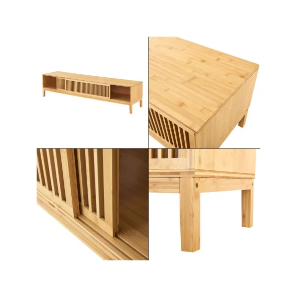 Meuble TV 140 cm bambou massif Meuble télévision bambou tendance