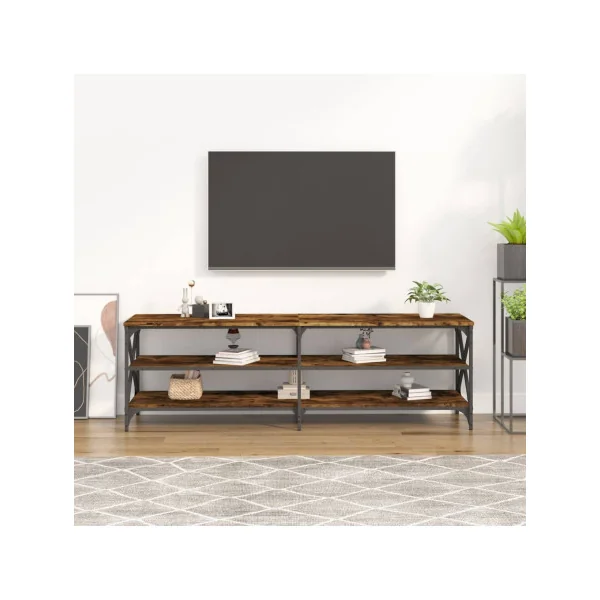 Meuble TV 160 cm Chêne Fumé Meuble Télévision Industriel