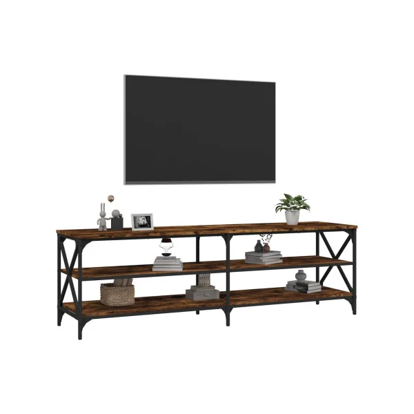 Meuble TV 160 cm Chêne Fumé Meuble Télévision Industriel