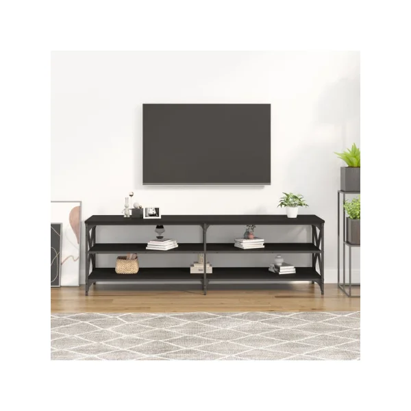 Meuble TV 160 cm Noir Meuble Télévision Industriel