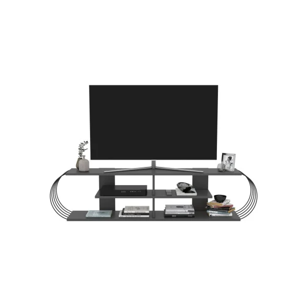 Meuble TV 180 cm moderne anthracite noir Meuble télévision avec rangement