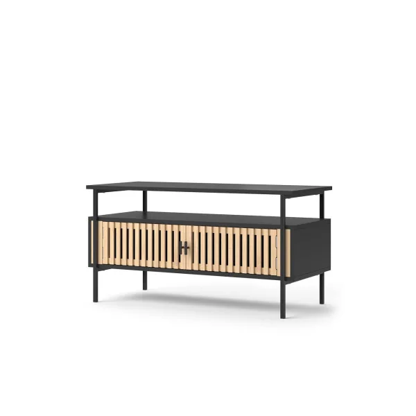 Meuble TV 88 cm Porte Bambou Meuble Télévision Spacieux
