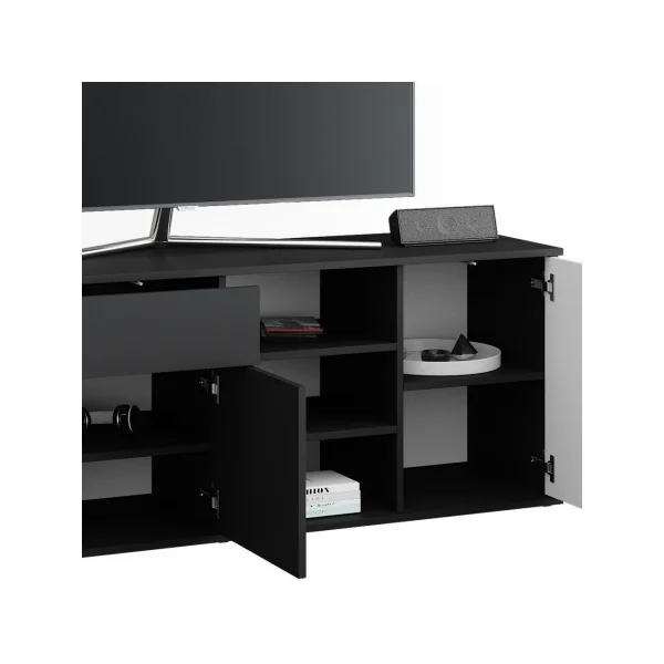 Meuble TV anthracite et blanc 160 cm avec tiroir Meuble télévision moderne Banc TV Table TV