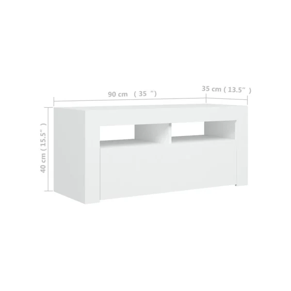 Meuble TV Blanc avec LED Meuble Télévision Moderne avec Rangement