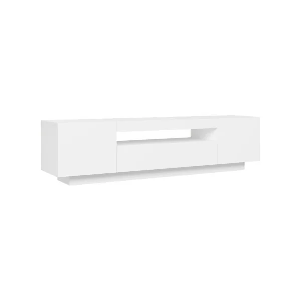 Meuble TV Blanc Moderne LED Meuble Téléviseur avec rangement