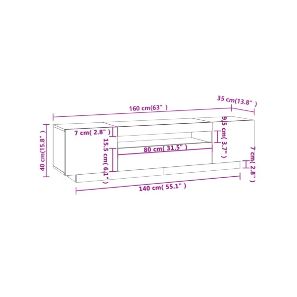 Meuble TV Blanc Moderne LED Meuble Téléviseur avec rangement
