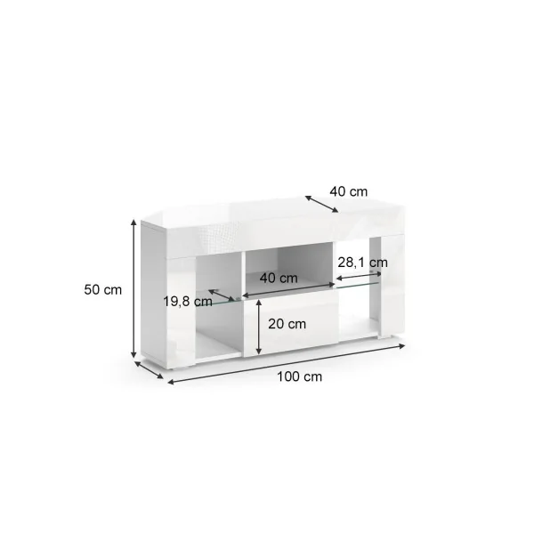 Meuble TV blanc moderne Meuble téléviseur d'angle avec compartiment et tiroir Meuble salon