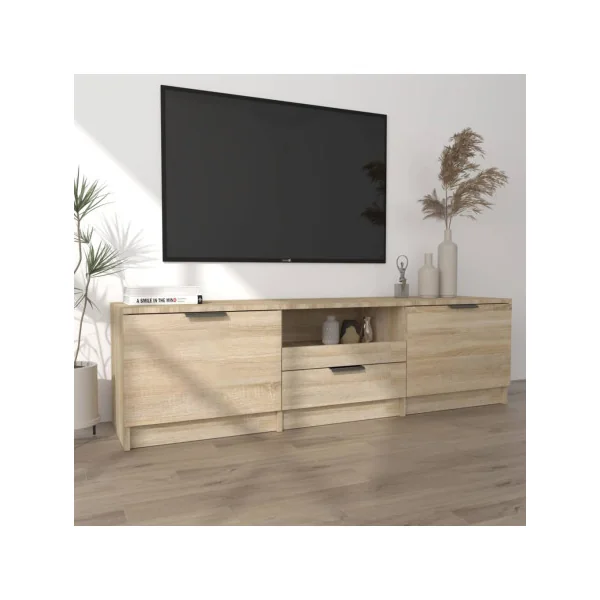 Meuble TV Chêne 140cm Meuble Télévision Moderne Meuble Télé Salon