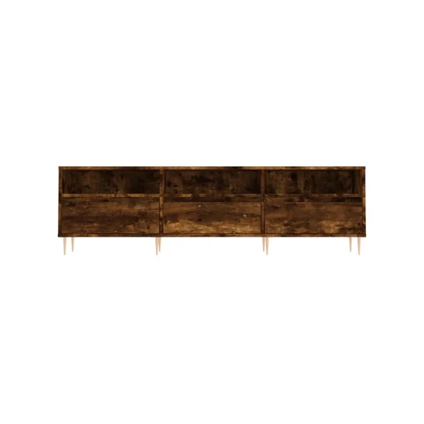 Meuble TV Chêne fumé Esprit Scandinave 150 cm Meuble TV 3 placards Meuble téléviseur avec rangement