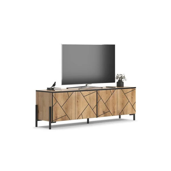 Meuble TV Chêne graphique design Meuble Télévision Moderne Meuble Télé Salon