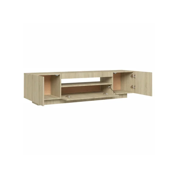 Meuble TV Chêne Moderne LED Meuble Téléviseur avec rangement