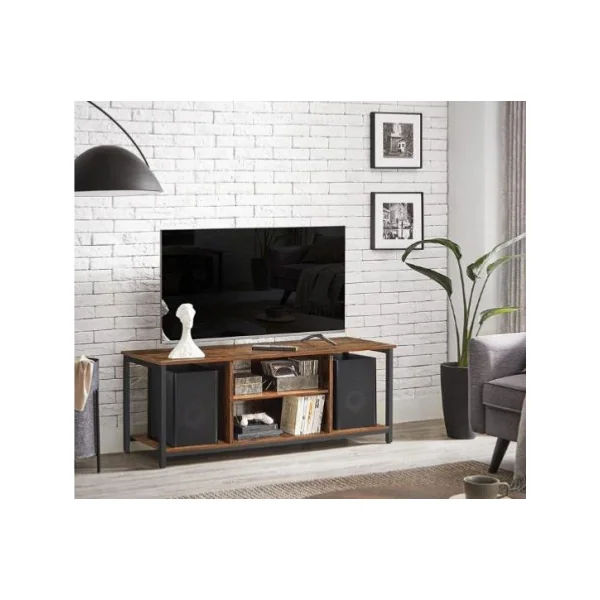 Meuble TV industriel 120 cm meuble tv banc tv marron rustique