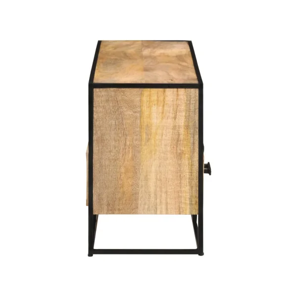 Meuble TV Industriel Bois de Manguier 3 Tiroirs 3 Compartiments