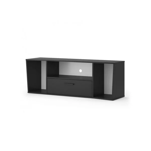 Meuble TV noir 130 cm avec tiroir Meuble télévision moderne Banc TV Table TV