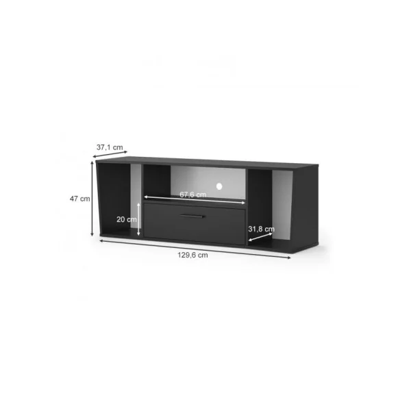 Meuble TV noir 130 cm avec tiroir Meuble télévision moderne Banc TV Table TV