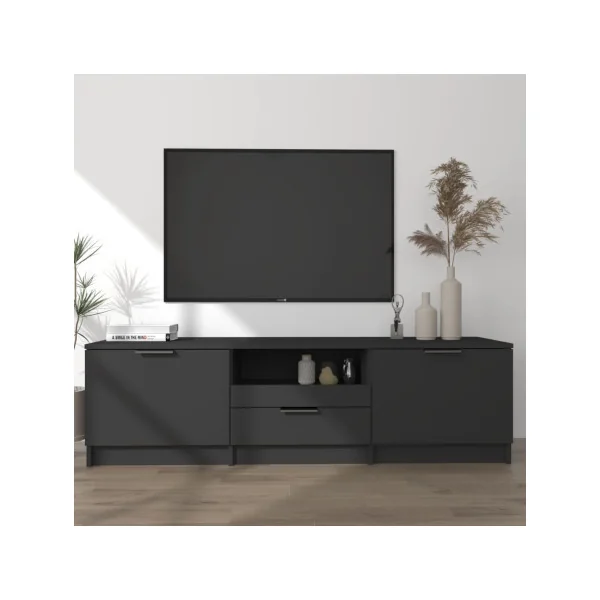 Meuble TV Noir 140cm Meuble Télévision Moderne Meuble Télé Salon