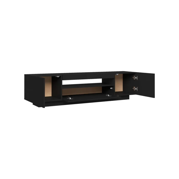 Meuble TV Noir Moderne LED Meuble Téléviseur avec rangement