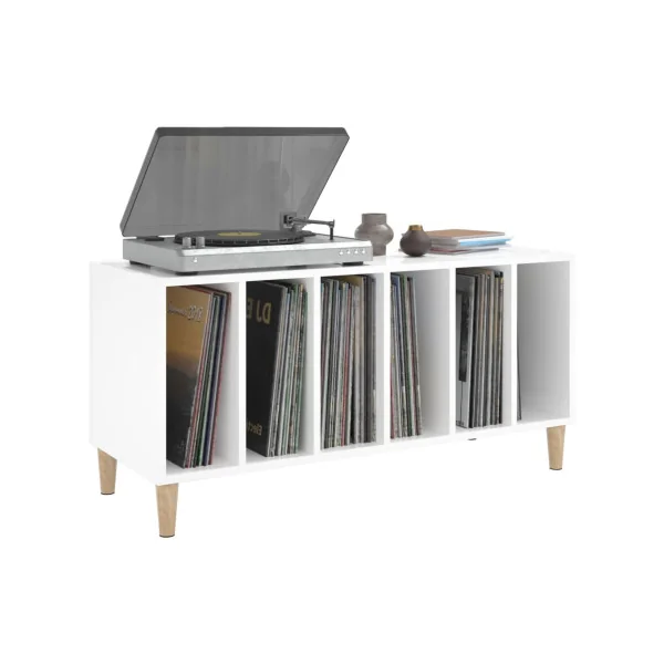Meuble Vinyles Blanc 6 Compartiments Rangement Vinyles Moderne